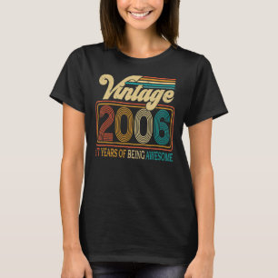 T-shirt 17 Ans Né En 2006 Vintage 17ème Anniversaire