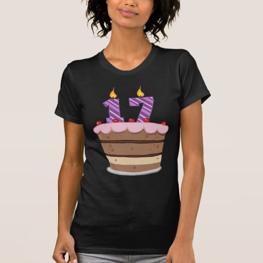 T-shirt 17 ans sur le gâteau d'anniversaire (Devant)