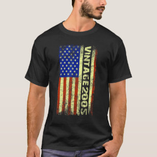 T-shirt 17 ans Vintage 2005 Drapeau américain 17e annivers