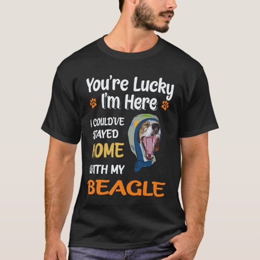 T-shirt 17 Resté à la maison avec mon beagle (Devant)
