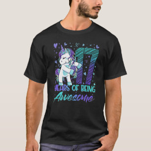 T-shirt 17e anniversaire 17 ans fille Flossing Unicorn P