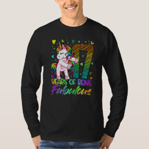 T-shirt 17e anniversaire 17 ans fille Flossing Unicorn P