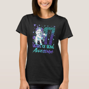 T-shirt 17e anniversaire 17 ans fille Flossing Unicorn P
