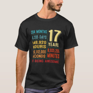 T-shirt 17E Anniversaire Garçon Fille Retro 17 Ans Être Aw