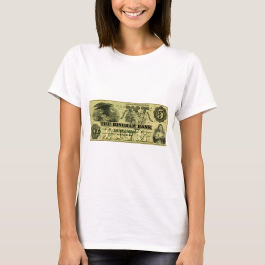 T-shirt 1860 Hingham Massachusetts Note à cinq dollars (Devant)