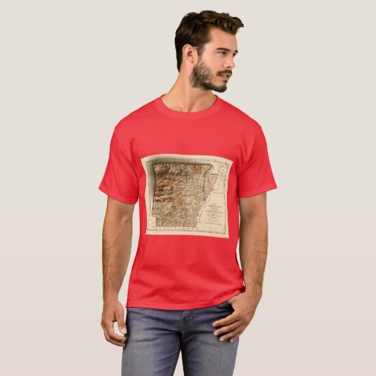 T-shirt 1892 Relief Map of Arkansas 3D digitallyrendered O (Devant entier)