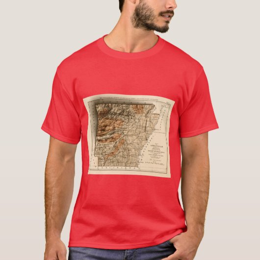 T-shirt 1892 Relief Map of Arkansas 3D digitallyrendered O (Devant)