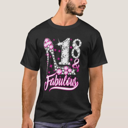 T-shirt 18 Ans 18 & Fabuleux 18e Anniversaire Diam rose (Devant)