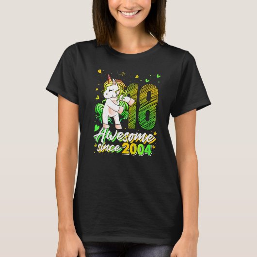 T-shirt 18 Ans Unicorne Flossing 18e Anniversaire Unico (Devant)