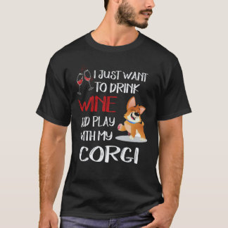 T-shirt 18 Je veux juste boire du vin Corgi