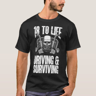 T-shirt 18 Vie Camionneur de Camionnette Skeleton Conduite