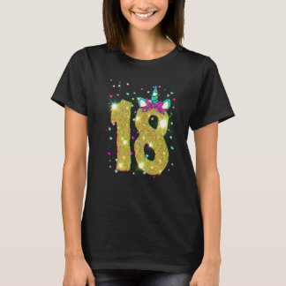 T-shirt 18 Years Old Girl Eighteen 18th Birthday Unicorn