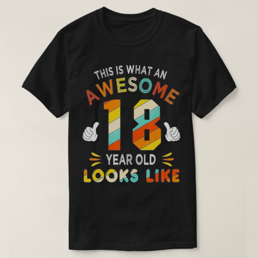 T-shirt 18e anniversaire Cadeaux pour 18 ans d'apparence f (Design devant)
