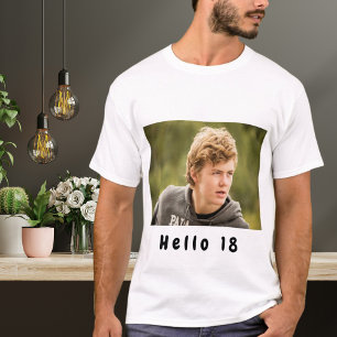 T-shirt 18e anniversaire photo personnalisée Bonjour 18 ga