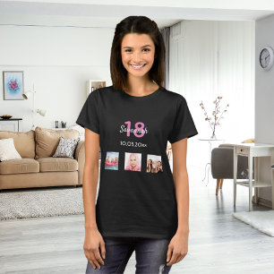 T-shirt 18e anniversaire photo personnalisée fille monogra