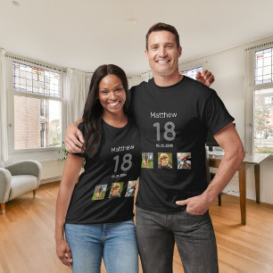 T-shirt 18e anniversaire photo personnalisée monogramme ga