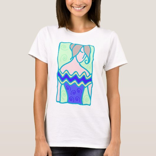 T-shirt 1920 Aquarius Femme avec symbole bleu turquoise (Devant)