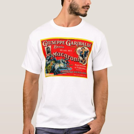 T-shirt 1920 Giuseppe Garibaldi macaroni étiquette (Devant)