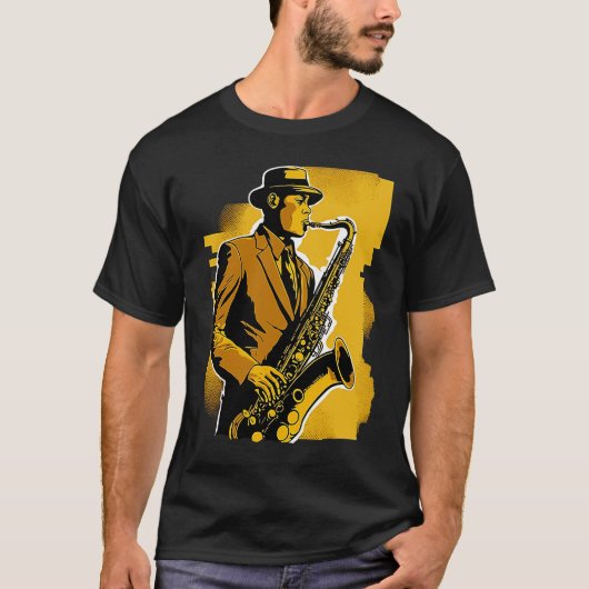 T-shirt 1920s Deco Era Jazz Musician Saxophone Player (Devant)