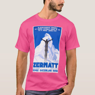 T-shirt 1931 Zermatt Suisse Ski Travel Poster