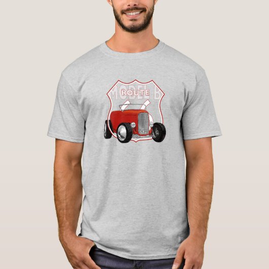 T-shirt 1932 Modèle B Hotrod.
Red Hotrod. Route 66. (Devant)