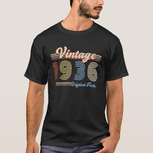 T-shirt 1936 Anniversaire Rétro Anniversaire Vintage 1936  (Devant)