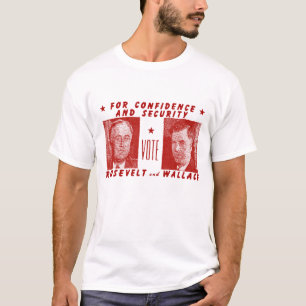 T-shirt 1940 vote Roosevelt + Wallace, rouge