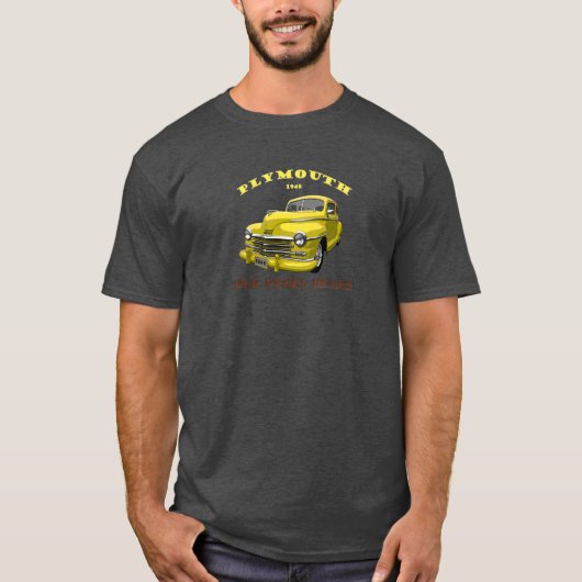 T-shirt 1948 Plymouth. 1948 Chrysler. Mopar. Jaune 48. (Devant)