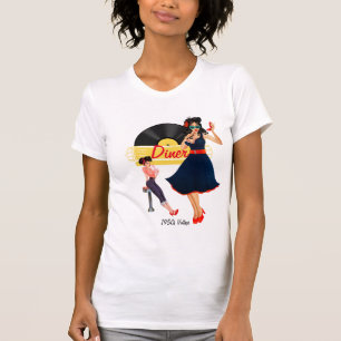 T-shirt 1950 à damiers jaune noir et blanc