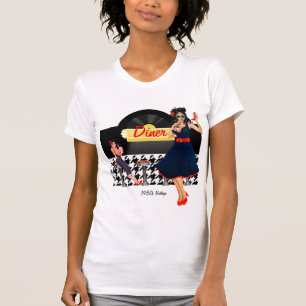 T-shirt 1950 à damiers jaune noir et blanc