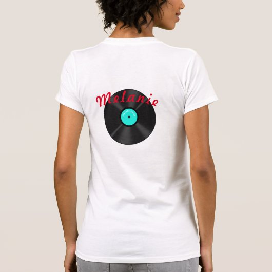 T-shirt 1950 Diner turquoise noir & blanc à damiers rétro (Dos)