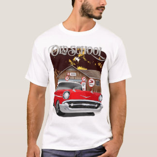 T-shirt 1957 École Vieux Rouge et Blanc Chevy Bel Air