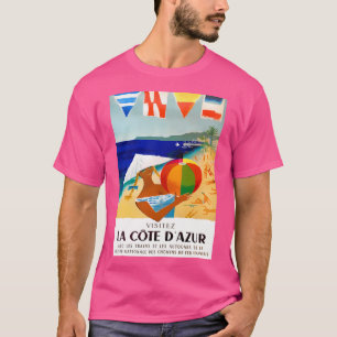 T-shirt 1957 Visitez La Côte Dazur Affiche française de vo
