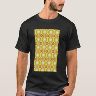T-shirt 1960's RETRO WAVE AND CIRCLE MOTIF YELLOW PEACH