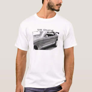 T-shirt 1968 a piqué, vieux mustang dans noir et blanc