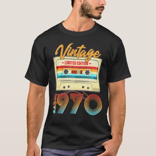 T-shirt 1970 54E Bande De Cassette Anniversaire Pour B-Day (Devant)