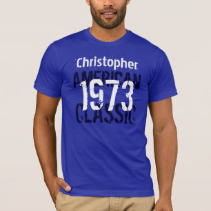 T-shirt 1973 American Classic Custom Name Blue White Y007