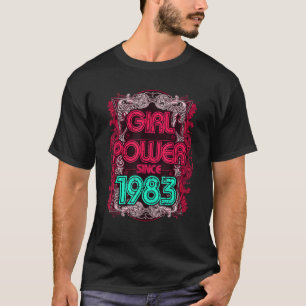 T-shirt 1983 Année Anniversaire Girl Power Retro Style Vin