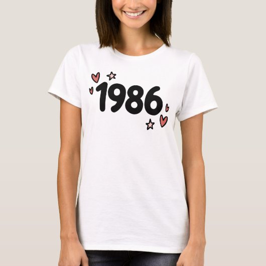 T-shirt 1986 Cute Retro Birthday (Devant)
