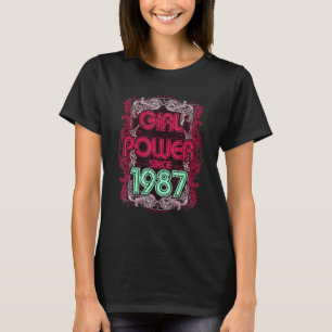 T-shirt 1987 Année Anniversaire Girl Power Retro Style Vin