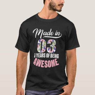 T-shirt 19 Ans 19e Anniversaire Né En 2003 Filles Flo