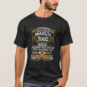 T-shirt 19 Ans Mars 2003 Vintage Rétro 19E Anniversaire