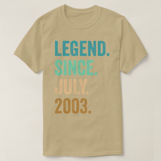 T-shirt 19 Years Old Legend Since July 2003 19th Birthday  (Design devant)