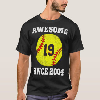 T-shirt 19e anniversaire fille softball 19 ans Vintage