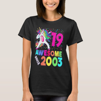 T-shirt 19th Birthday Dabbing Unicorn Party  19 Years Old 