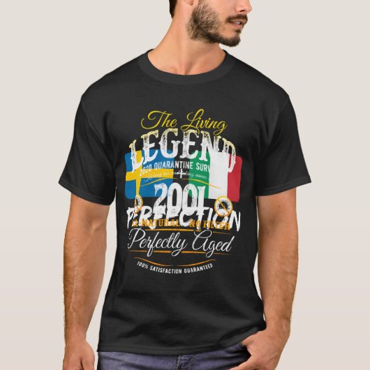 T-shirt 19Th Birthday The Legend Since 2001 Quarantine Sur (Devant)