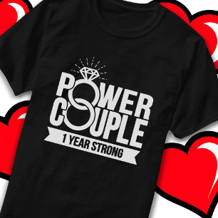 T-shirt 1 an de puissance forte Couple mignon 1er annivers