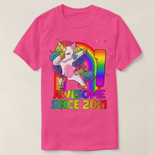 T-shirt 1 an Unicorn Dabbing 1er anniversaire  (Design devant)
