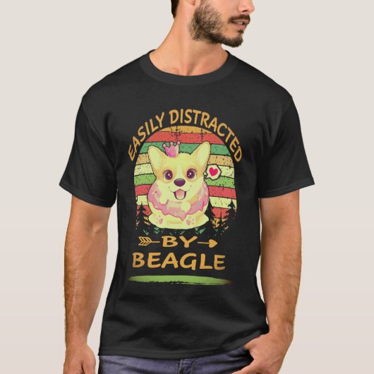 T-shirt 1 Facilement Distrait Par Beagle (Devant)