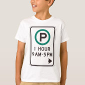 T-shirt 1 Heure De Parking Pour Zones De Parking Contrôlée (Devant)